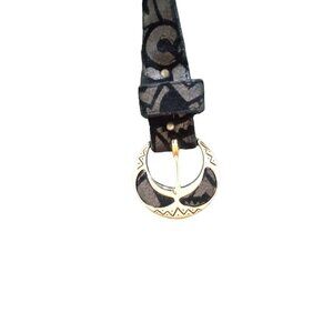 Black Suede Leather‎ and Grey Boho style gold hardware belt